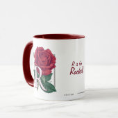 Mug R pour le monogramme rose de fleur (Devant gauche)