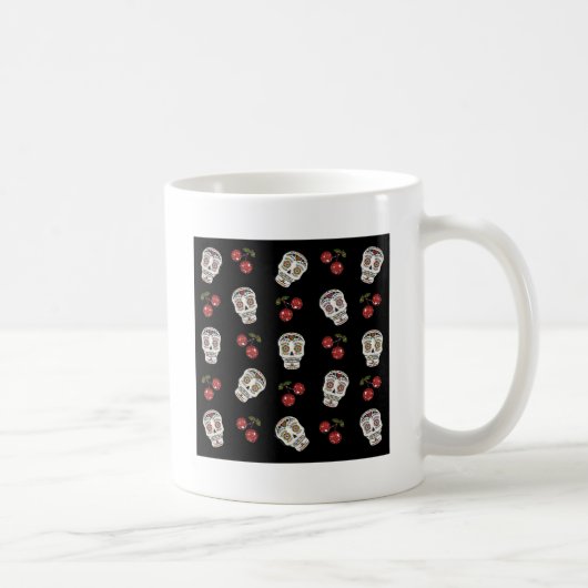 Mug RAB Rockabilly Sugar Skulls Cerises Sur Fond Noir (Droite)