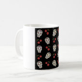 Mug RAB Rockabilly Sugar Skulls Cherries On Black (Devant gauche)