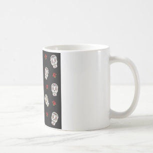 Mug RAB Rockabilly Sugar Skulls Roses On Black
