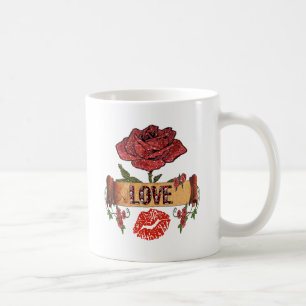 Mug RAB Rockabilly Valentine Roses, Love & Lipstick