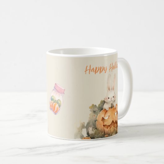 Mug Rabbit adorable en Citrouille Patch Halloween (Devant droit)
