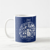 Mug Rabbit Bleu Blanc Paix Oiseau Neige Personnalisé (Gauche)