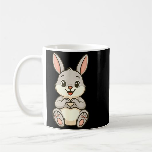 Mug Rabbit Bunny Doing Heart With Hands Valentines Day (Gauche)