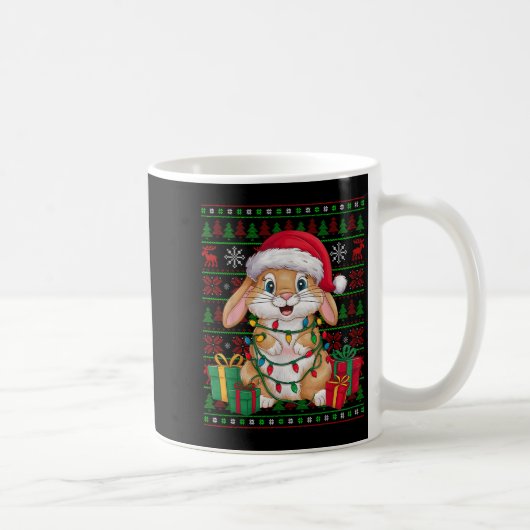 Mug Rabbit Bunny Xmas Lights Ugly Santa Hat Bunny Chri (Droite)