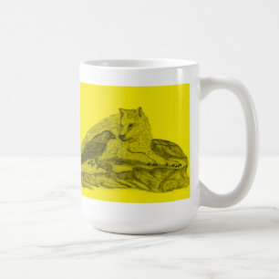 Mug Rabe mit Wolf schwarz gelée Design