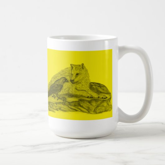 Mug Rabe mit Wolf schwarz gelée Design (Droite)