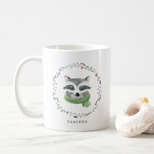 Mug Raccoon d'aquarelle avec la glace d'hiver