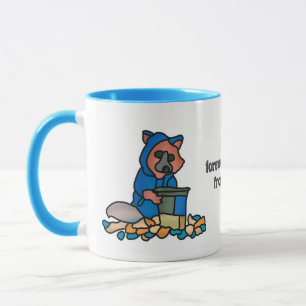 Mug Raccoon De Rue À La Recherche À Travers Une Poubel