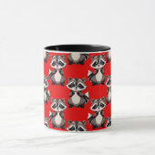 Mug Raccoon Pattern Design Red  (Centre)