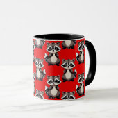 Mug Raccoon Pattern Design Red  (Devant droit)