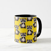 Mug Raccoon Pattern Design Yellow  (Devant droit)