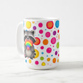 Mug Raccoon personnalisé doux avec Rainbow Heart (Devant gauche)