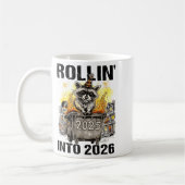 Mug Raccoon Rolling Into 2026 Happy New Year 2026 Funn (Gauche)