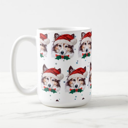 Mug Races de chiens Sheltie Étoiles de Noël (Gauche)