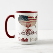 Mug Racines polonaises, drapeaux américains polonais (Gauche)