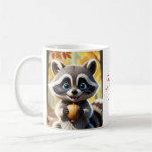 Mug Racon de style Cute Kawaii tenant un gland (Gauche)
