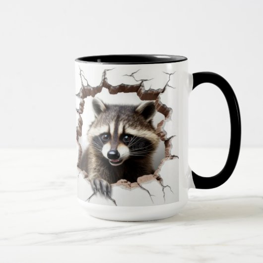 Mug racoon dans un mur fissuré (Droite)