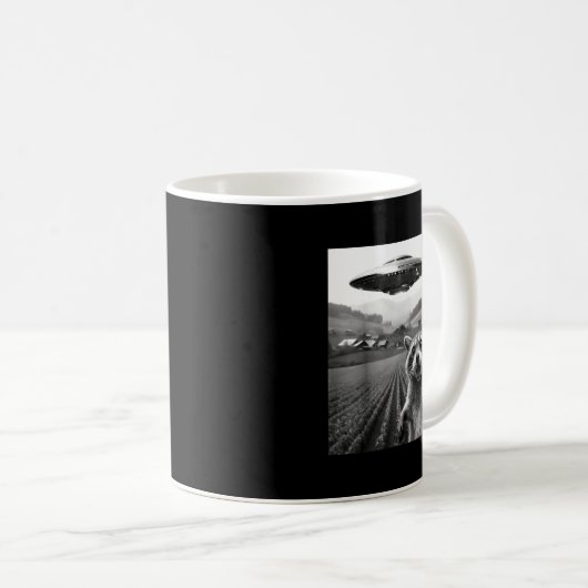 Mug Racoon Selfie With Alien Ufo Funny Racoon Alien Bi (Devant droit)