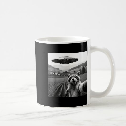 Mug Racoon Selfie With Alien Ufo Funny Racoon Alien Bi (Droite)