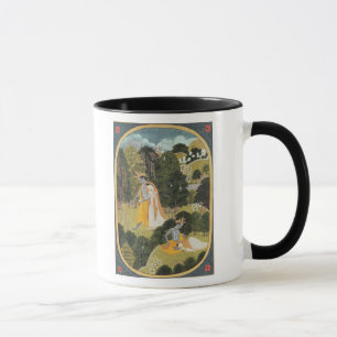 Mug Radha et Krishna marchant dans un verger