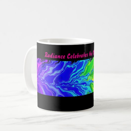 Mug « Radiance » – Un motif de fierté abstrait  (Devant gauche)