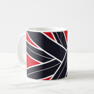 Mug Radiating Black Stripes on Light Red Background