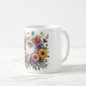 Mug Ragdoll Cat Colorful Flower Portrait (Devant droit)
