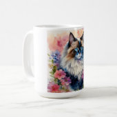 Mug Ragdoll Chat Floral Portrait Art (Devant gauche)