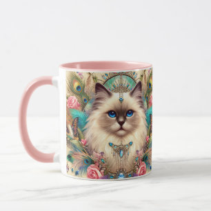 Mug Ragdoll Chat Princesse Vintage Style Motif
