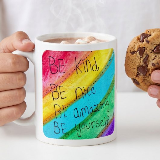 Mug Rainbow BE Kind BE Yourself Inspirational Saying 