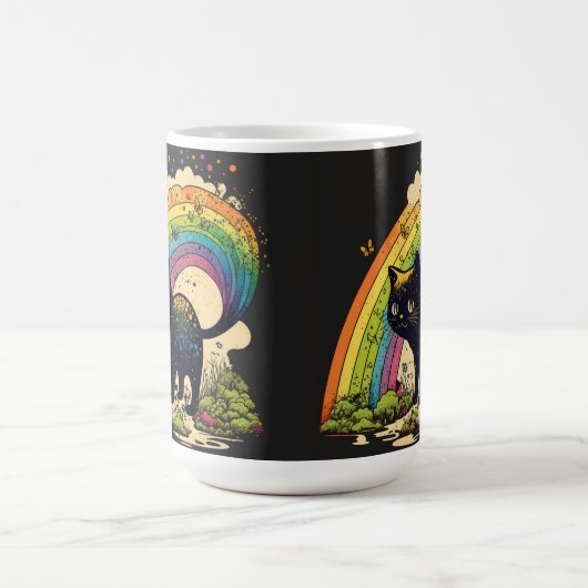 Mug Rainbow black cat, mignon lgbtq (Centre)
