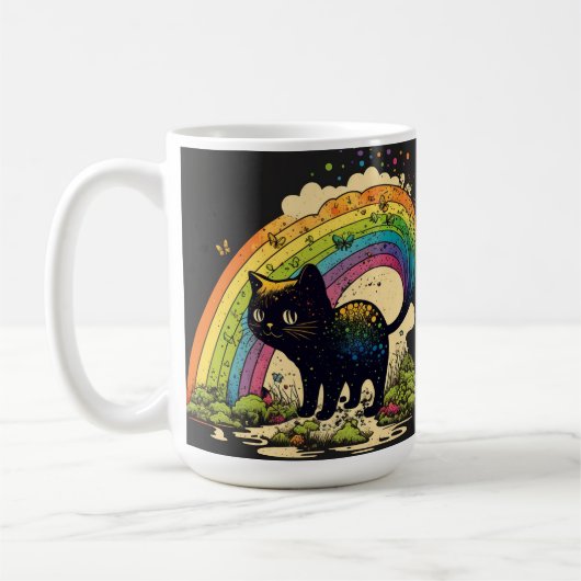 Mug Rainbow black cat, mignon lgbtq (Gauche)