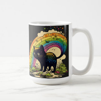 Mug Rainbow black cat, mignon lgbtq