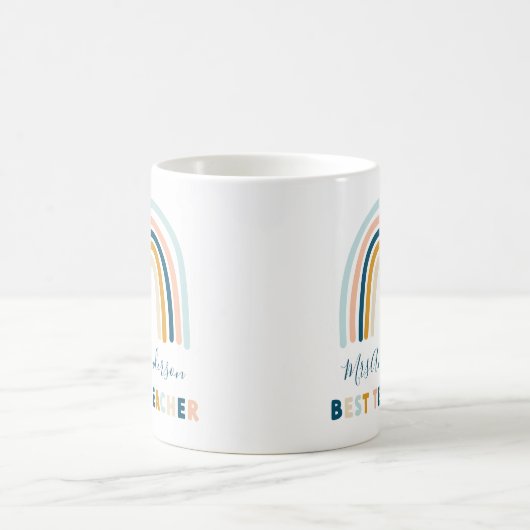 Mug Rainbow bleu jaune personnalisé meilleur enseignan (Centre)