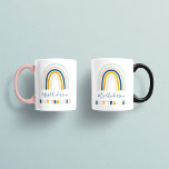 Mug Rainbow bleu jaune personnalisé meilleur enseignan<br><div class="desc">Arc-en-ciel bleu jaune personnalisé tasse mignonne élégante meilleur enseignant été,  Noël ou fin de mandat cadeau.</div>