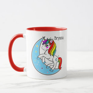 Mug Rainbow Celestial Blue Moon & Stars Unicorn