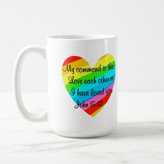 MUG RAINBOW COEUR JOHN 15:12 CONCEPTION (Gauche)