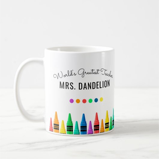 Mug Rainbow Crayons le plus grand café enseignant du m (Gauche)