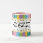 Mug Rainbow Crayons Mondes Meilleur Enseignant Coffee  (Centre)