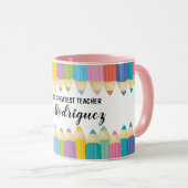 Mug Rainbow Crayons Mondes Meilleur Enseignant Coffee  (Devant droit)