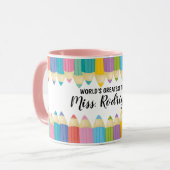 Mug Rainbow Crayons Mondes Meilleur Enseignant Coffee  (Devant gauche)