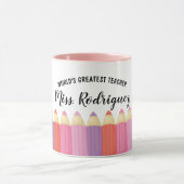 Mug Rainbow Crayons Mondes Meilleur Enseignant Coffee  (Centre)
