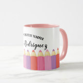 Mug Rainbow Crayons Mondes Meilleur Enseignant Coffee  (Devant droit)