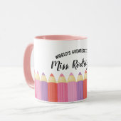 Mug Rainbow Crayons Mondes Meilleur Enseignant Coffee (Devant gauche)