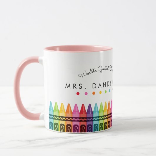 Mug Rainbow Crayons Worlds Meilleur Café Enseignant (Gauche)