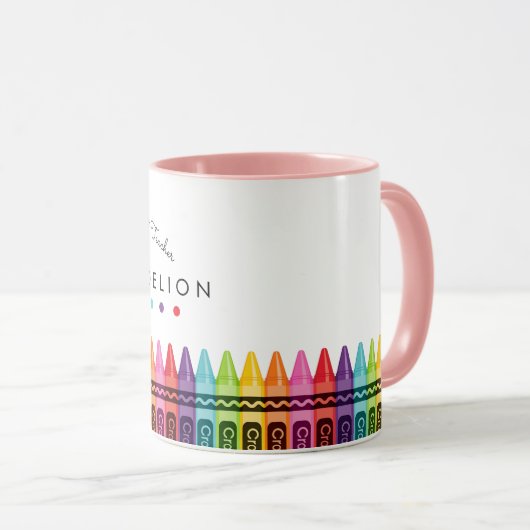 Mug Rainbow Crayons Worlds Meilleur Café Enseignant (Devant droit)