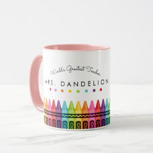 Mug Rainbow Crayons Worlds Meilleur Café Enseignant