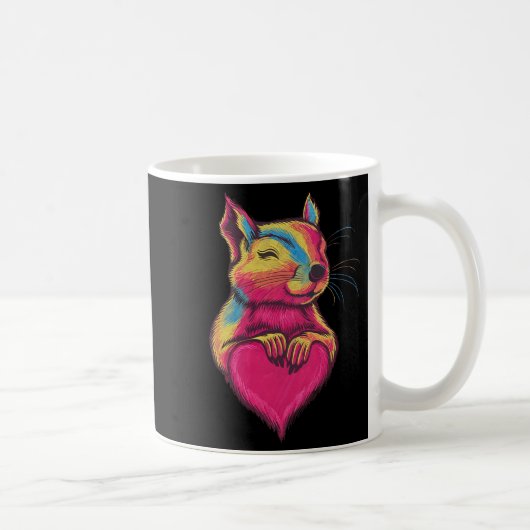 Mug Rainbow Cute Squirrel Hugging Valentine Heart Love (Droite)