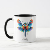 Mug Rainbow Dragonfly Personalized Name  (Gauche)